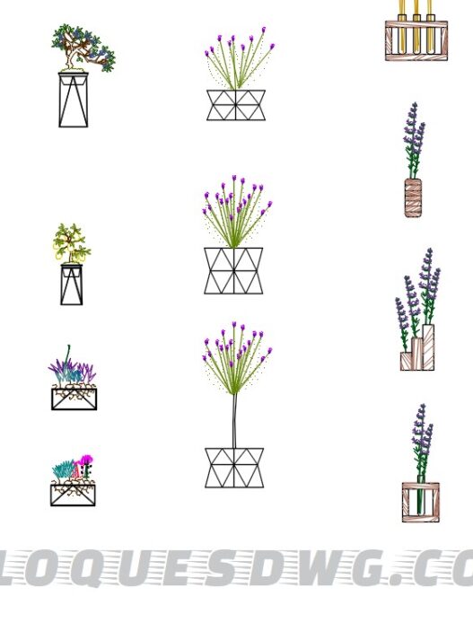 Descarga ahora flores y maceteros en AutoCAD gratis