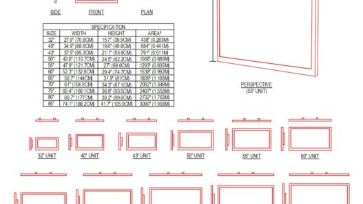Descarga gratis bloques DWG de muebles de TV para AutoCAD