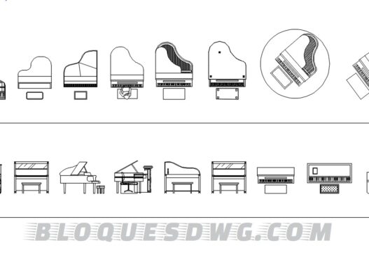 Descarga gratis bloques DWG de piano para AutoCAD