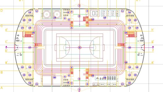 Descarga gratis planos de estadio múltiple en AutoCAD en formato DWG.