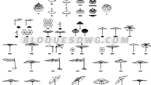 Descarga gratis bloques de sombrilla de playa y casa para AutoCAD en formato DWG