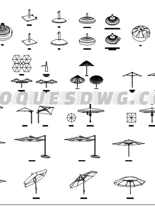 Descarga gratis bloques de sombrilla de playa y casa para AutoCAD en formato DWG