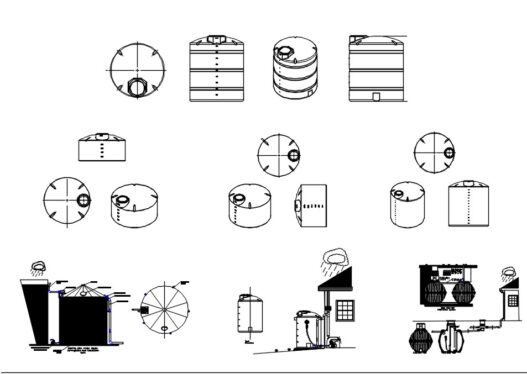Descarga gratis bloques CAD de tanque de agua con calentador para AutoCAD