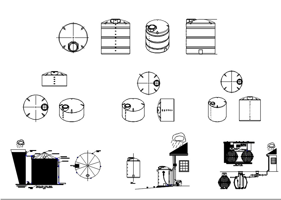 Descarga gratis bloques CAD de tanque de agua con calentador para AutoCAD