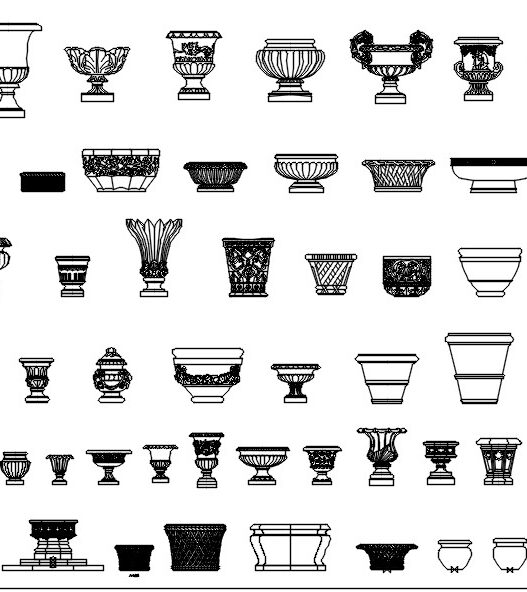 Descarga gratis bloques DWG de urnas y jarrones para AutoCAD