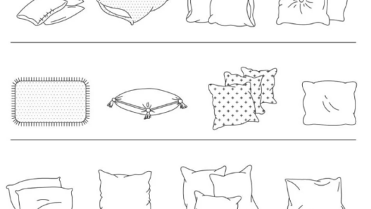 Bloques AutoCAD de almohadas para proyectos de arquitectura interior, dormitorios y diseño de mobiliario en formato DWG.