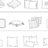 Bloques AutoCAD de almohadas para proyectos de arquitectura interior, dormitorios y diseño de mobiliario en formato DWG.