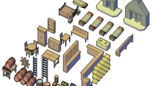 Bloques AutoCAD de mobiliario 3D con diferentes muebles para proyectos de arquitectura, diseño interior y visualización de espacios en formato DWG.