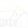 Bloque AutoCAD de casa residencial en vista 2D con estructura básica, techos inclinados y volumetría arquitectónica para proyectos de vivienda en formato DWG.