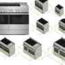 Bloque AutoCAD de cocina a gas profesional con quemadores y horno para proyectos de diseño de cocinas industriales y restaurantes en formato DWG.