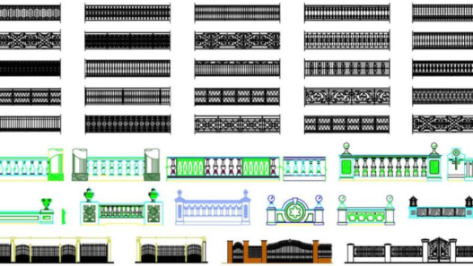 Bloques AutoCAD de diseños de cercas y rejas metálicas en 2D para proyectos de arquitectura, cerramientos y diseño de fachadas.