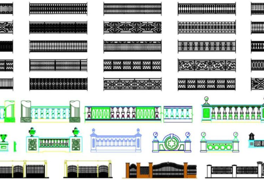 Bloques AutoCAD de diseños de cercas y rejas metálicas en 2D para proyectos de arquitectura, cerramientos y diseño de fachadas.