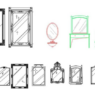 Bloque AutoCAD de espejo de maquillaje con iluminación para proyectos de diseño interior, tocadores y mobiliario de dormitorio en formato DWG.