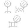 Bloques AutoCAD de espejos de tocador y espejos de maquillaje con soporte para proyectos de diseño interior, baños y dormitorios en formato DWG.