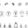 Bloques AutoCAD de joyería y accesorios de lujo como anillos, collares y pulseras para proyectos de diseño comercial, vitrinas y tiendas de joyería en formato DWG.