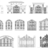 Bloques AutoCAD de portones y rejas ornamentales en alzado para diseño de accesos residenciales, portones metálicos y cercos decorativos en DWG.
