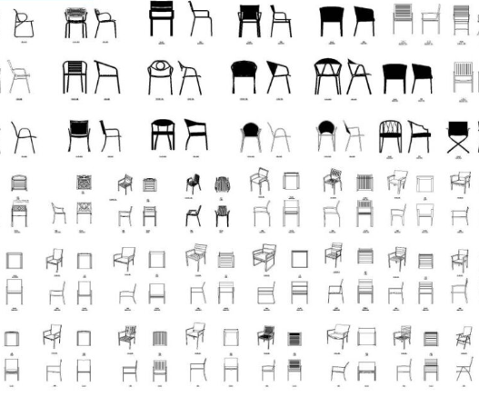 Bloques AutoCAD de sillas en planta y alzado para proyectos de arquitectura, diseño interior y mobiliario en formato DWG.
