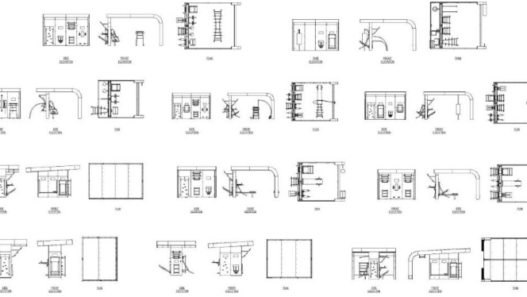 Bloques AutoCAD 2D de simuladores deportivos, estaciones de entrenamiento y equipamiento de gimnasios y áreas recreativas en planta y alzado.