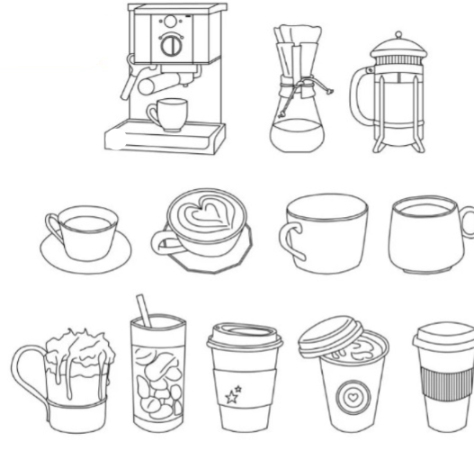 Bloques AutoCAD de taza de café para proyectos de arquitectura interior, cafeterías, restaurantes y diseño de interiores en formato DWG.