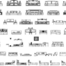 Bloques AutoCAD de alzado frontal de camas con diferentes diseños, cabeceras y detalles para proyectos de arquitectura y diseño interior.