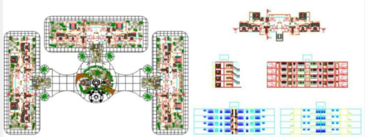 Bloques AutoCAD de apartamentos con planos arquitectónicos, distribución de espacios y diseño interior para proyectos residenciales.