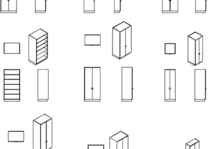 Bloque AutoCAD de armario alto en vista en planta y elevación con compartimentos internos ideal para diseño de interiores y almacenamiento.