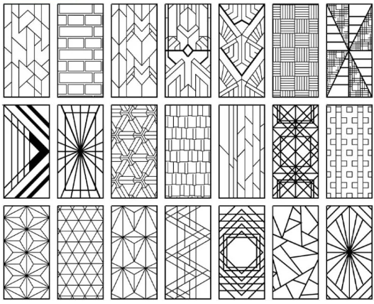 Bloques AutoCAD de patrones Art Deco con diseños geométricos, decorativos y repetitivos para proyectos arquitectónicos y de interiores.