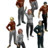 Bloques AutoCAD de personas en diferentes posiciones y actividades, incluyendo figuras humanas en 2D y 3D para proyectos de arquitectura.