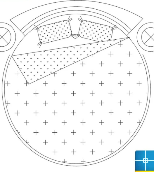 Bloque AutoCAD de cama doble redonda en vista en planta con detalles de ropa de cama ideal para diseño de interiores y dormitorios modernos.