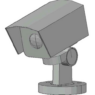 Bloque AutoCAD de cámara de vigilancia CCTV montada en soporte orientable para proyectos de seguridad, arquitectura e instalaciones.