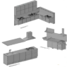 Bloques AutoCAD de cocinas modulares en 3D con muebles, encimeras, fregadero y electrodomésticos para proyectos de arquitectura y diseño de interiores.