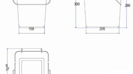 Bloque AutoCAD de contenedor de basura utilizado en proyectos de urbanismo, espacios públicos y gestión de residuos.