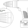 Bloque AutoCAD de elevación de taladro inalámbrico utilizado en proyectos de herramientas eléctricas, talleres y diseño industrial.