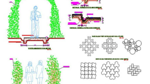 Bloques AutoCAD de equipamiento para parques utilizados para proyectos de paisajismo, espacios públicos y diseño urbano.