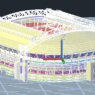 Bloques AutoCAD del estadio Amsterdam Arena con planta, estructura y distribución para proyectos de arquitectura deportiva.