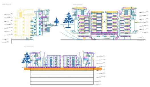 Bloques AutoCAD de fachadas de edificios con elevaciones arquitectónicas y detalles de diseño exterior para proyectos de arquitectura.