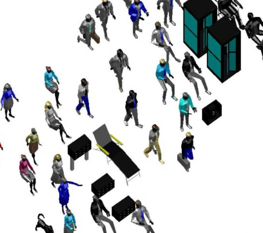 Bloques AutoCAD de figuras humanas en diferentes posiciones y actividades, incluyendo vistas en 2D y 3D para proyectos de arquitectura y diseño.