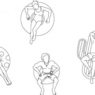 Bloques AutoCAD de personas en piscina con diferentes posturas y actividades para proyectos de arquitectura y diseño recreativo.