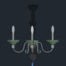 Bloque AutoCAD de lámpara de araña clásica con tres brazos y velas decorativas para proyectos de iluminación interior y diseño de interiores.