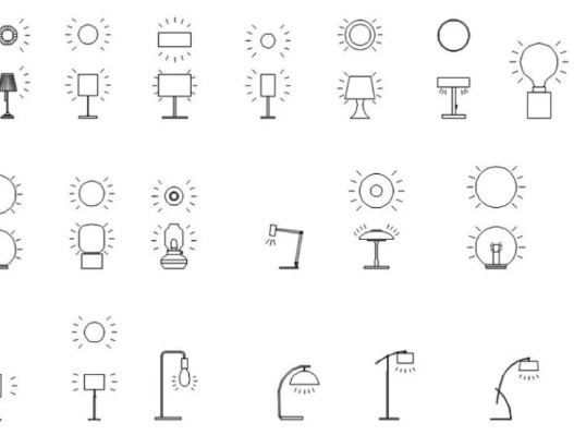 Bloques AutoCAD de lámparas y luminarias decorativas para iluminación interior en proyectos de arquitectura y diseño de interiores.