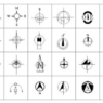 Bloques AutoCAD de dibujo de norte y rosas de los vientos con diferentes estilos para orientación en planos arquitectónicos y urbanísticos.