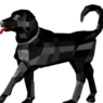 Bloque AutoCAD de perro en estilo 3D low poly utilizado para proyectos de paisajismo, visualización arquitectónica y diseño urbano.