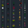 Bloques AutoCAD de plantas de interior con macetas, detalles decorativos y diferentes especies para proyectos de diseño interior.