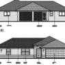 Bloques AutoCAD de proyecto de casa de una sola planta con distribución de espacios, planos arquitectónicos y detalles para diseño residencial.