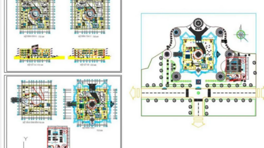 Bloques AutoCAD de proyecto de museo con planos arquitectónicos, distribución de espacios y detalles para diseño cultural.
