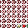 Bloques AutoCAD de señales de prohibición con símbolos de seguridad, pictogramas y señalética para proyectos técnicos y de seguridad.