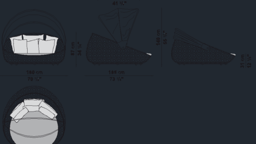 Bloques AutoCAD de sofás tipo canasta con diseños decorativos, ideales para proyectos de arquitectura y diseño interior.