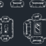 Bloques AutoCAD de sofás suaves con diseño acolchado, ideales para proyectos de arquitectura y diseño interior.
