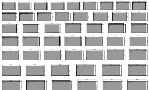 Bloque AutoCAD de diferentes tamaños de pantalla de televisión para proyectos de diseño interior, arquitectura y distribución de espacios audiovisuales.