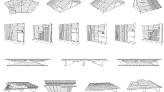 Bloques AutoCAD de techos de madera con estructuras, cerchas y detalles constructivos para proyectos arquitectónicos.